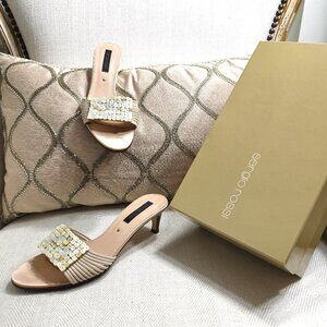 SERGIO ROSSI Shell-Embellished Leather Sandals